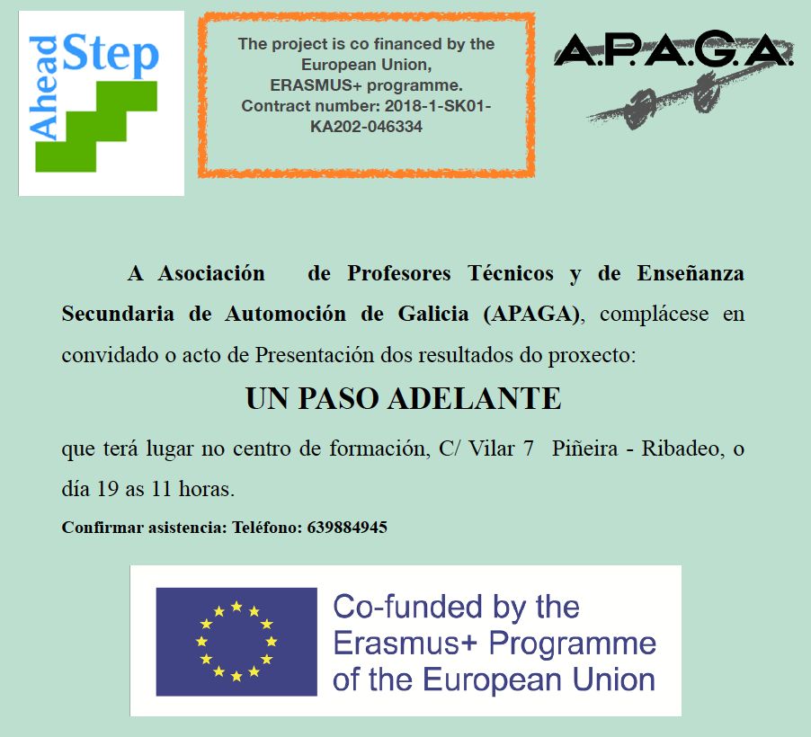 Mañá, presentación de APAGA sobre ‘Ahead Step’