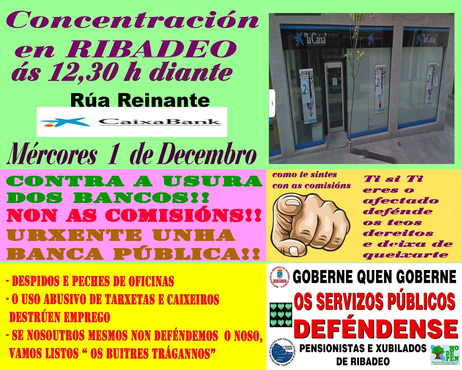 Concentración anti usura o mércores 1 de decembro en Ribadeo