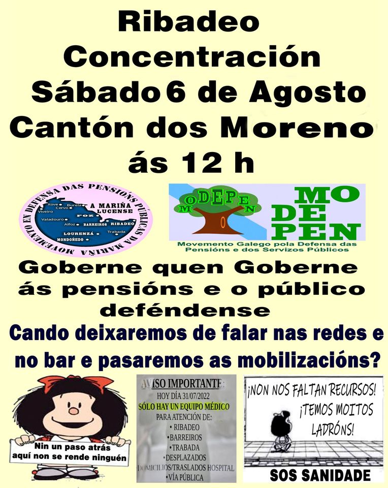 Concentración pensionista primeiro sábado de agosto