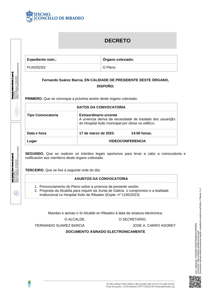 O venres houbo un pleno extraordinario urxente
