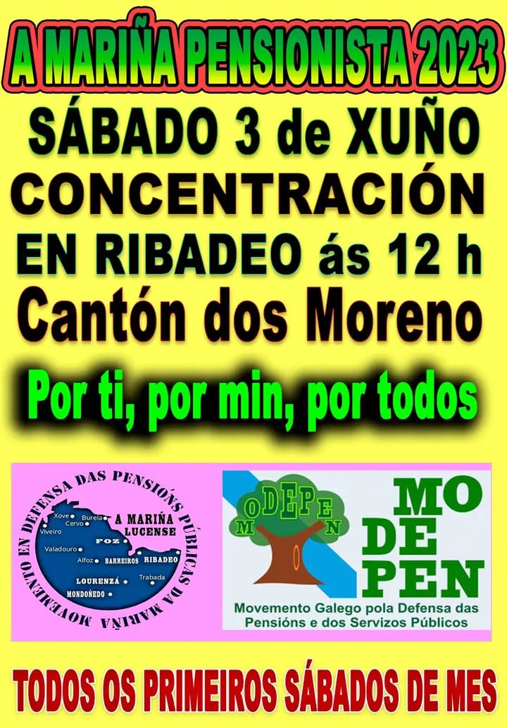 3 de xuño, concentración pensionista en Ribadeo