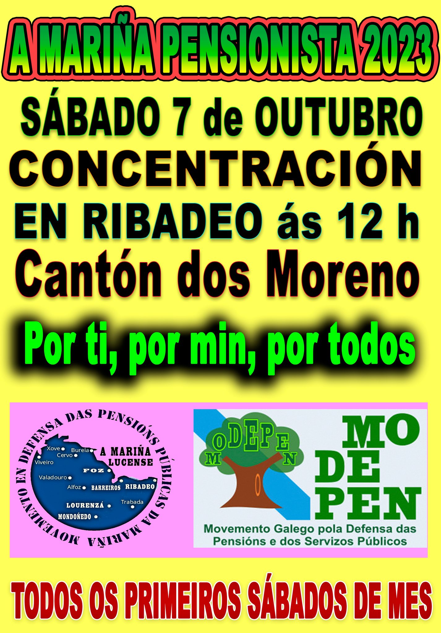 Concentración de pensionistas en Ribadeo (sábado 8 de outubro de 2023)