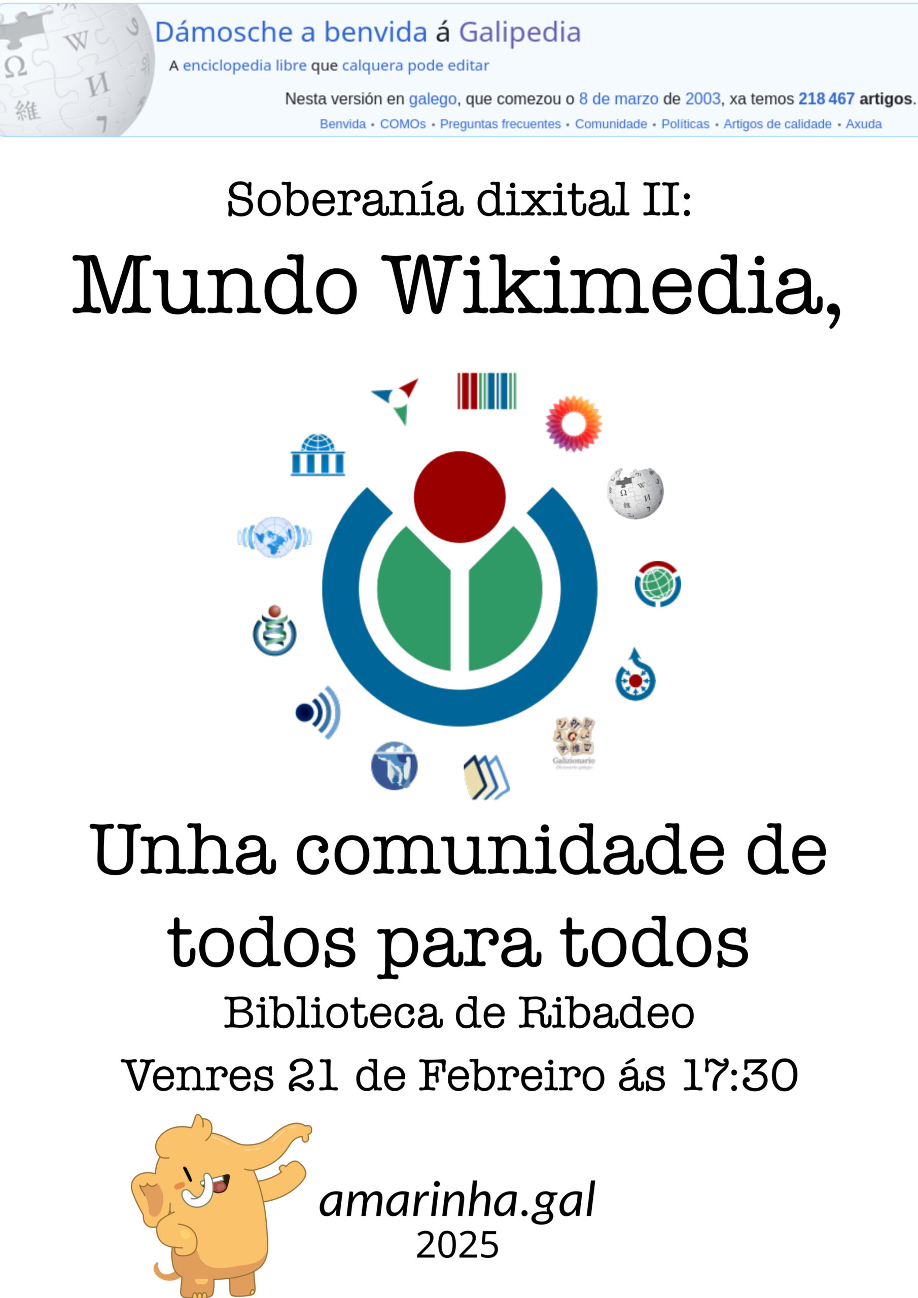 Soberanía dixital II: Mundo Wikimedia, unha comunidade de todos para todos. Foi e é